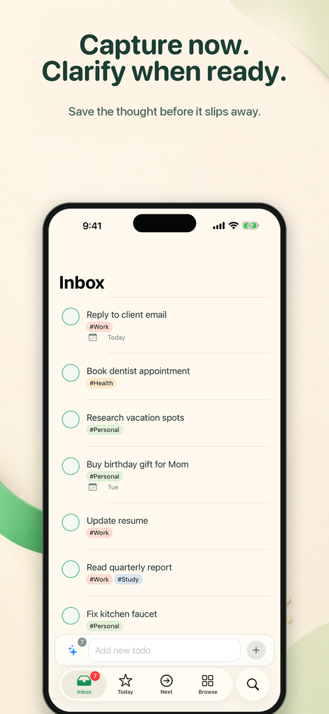Tasks selected for focus today