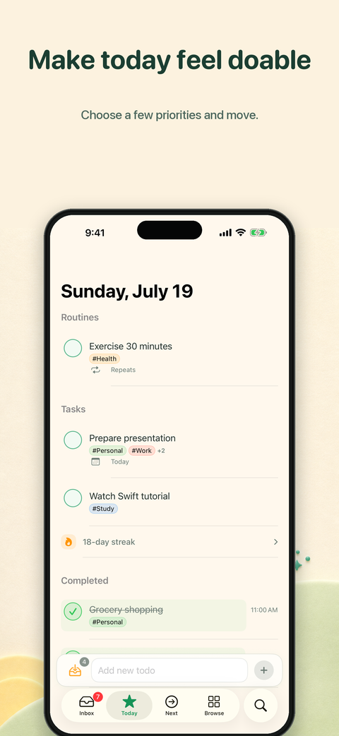 Clarifying the next action for a task
