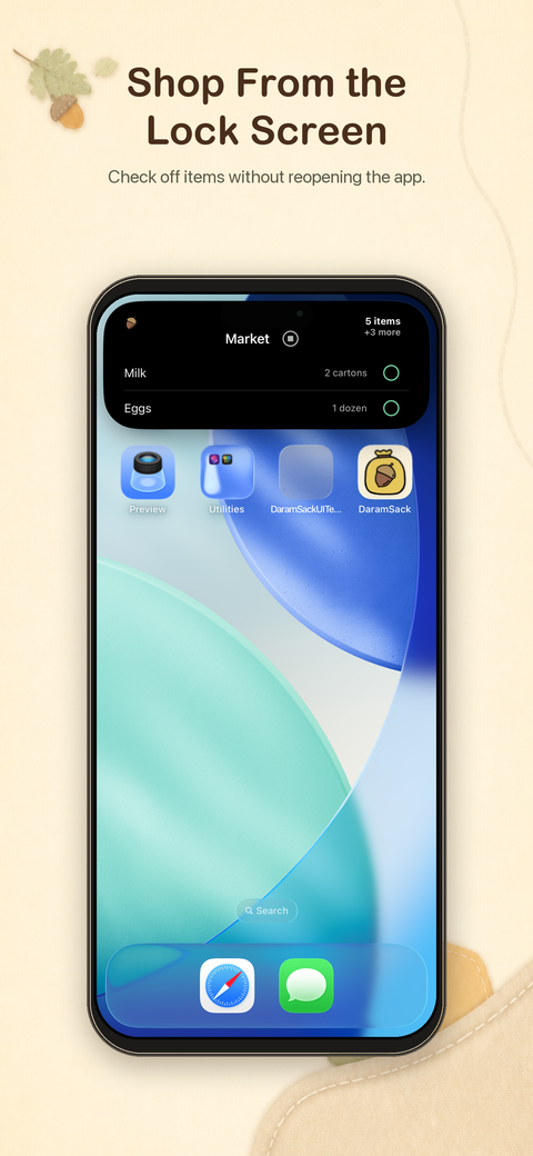 Checking and completing shopping items from a Live Activity on the Lock Screen