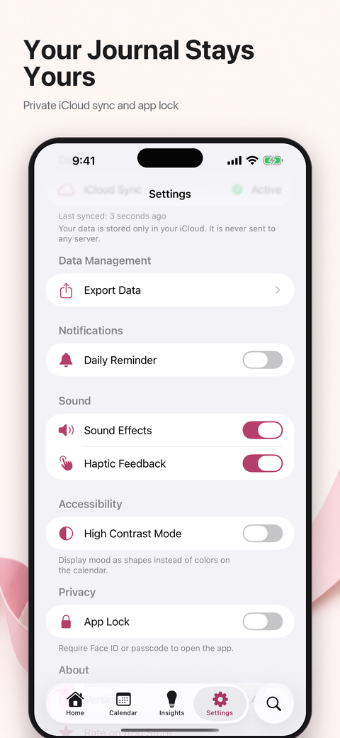 JournalMind privacy preferences