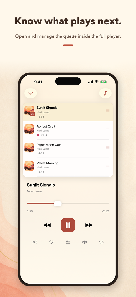 Reordering the music play queue