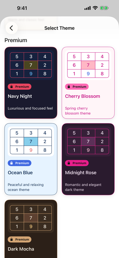 Browsing premium Sudoku board themes