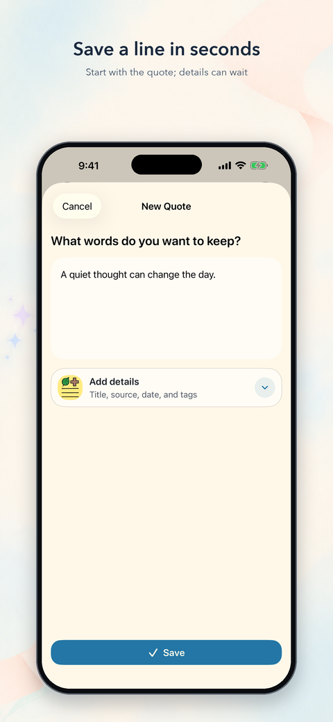 Quick quote capture with optional details tucked away